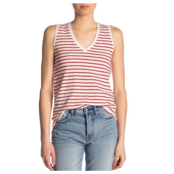 Madewell Tops - NWT Madewell Theresa V-Neck Stripe Tank Top Sz L